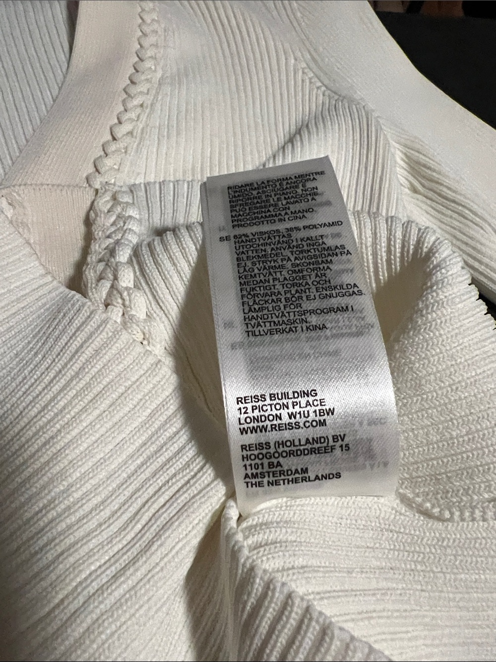 Reiss Lauri Craft-Stitch Rib-Knit Top in Ivory, S - Picture 10 of 10